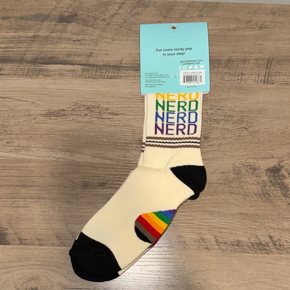 Out of Print Book Nerd Pride Socks - Cream and Multicolor - Picture 3 of 6